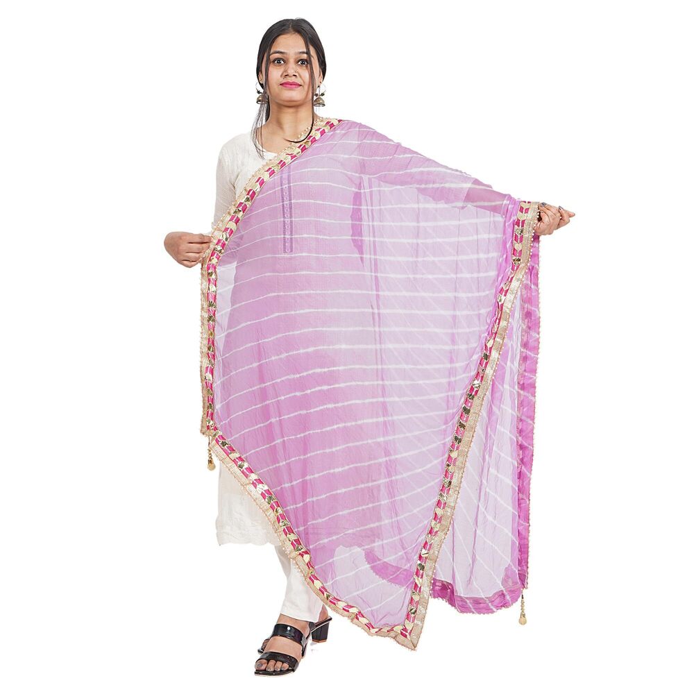 6714 Elegant Rajasthani Leheriya Dupatta–traditional Tie-dye Design Return